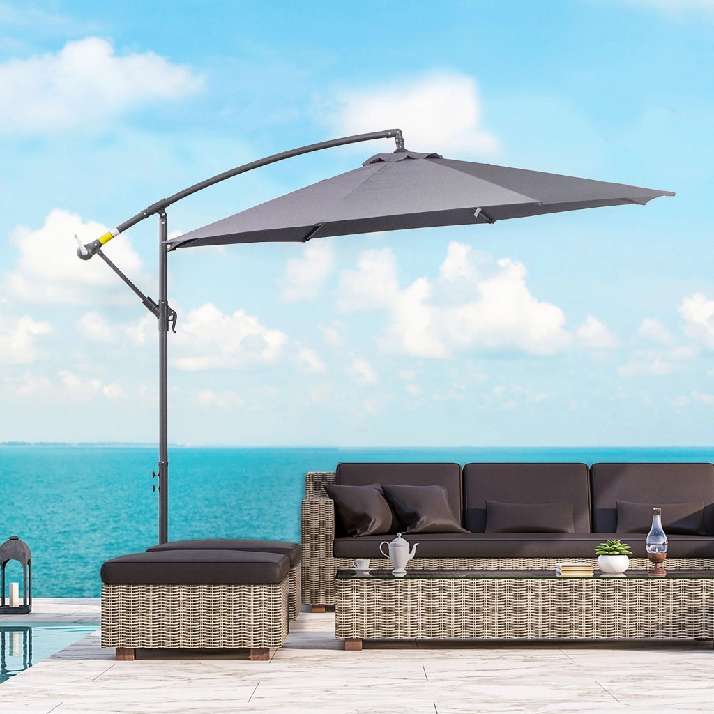 Parasole da giardino octogonale pieghevole ¨C zephmum ¨C grigio ?300x255H cm