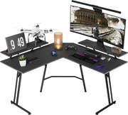 Tavolo da gioco ad angolo, 120 x 120 cm, scrivania a forma di L, con supporto per monitor, scrivania per computer, ufficio, ufficio, casa, nero