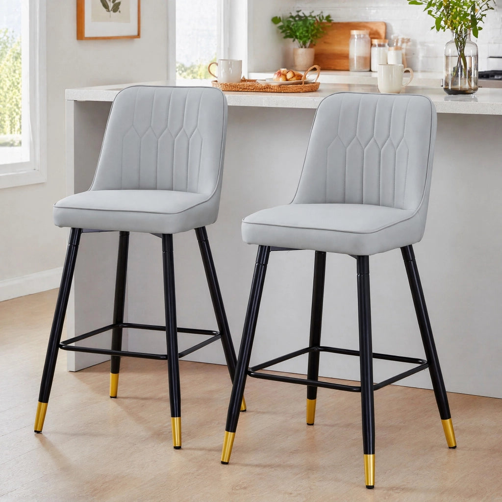 SGABELLO Set da 2 pezzi 100 cm in PU grigio chiaro e metallo nero