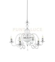 LAMPADARIO VIVALDI 6 LUCI BIANCO CROMO ATTACCO E14 D.75CM