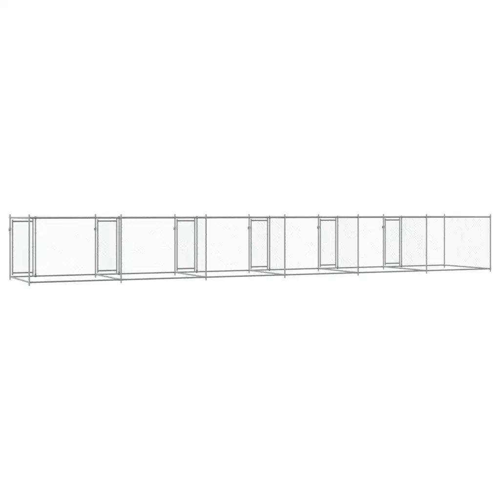 Gabbia per Cani con Porte Grigia 12x2x1,5 m in Acciaio Zincato 3209577