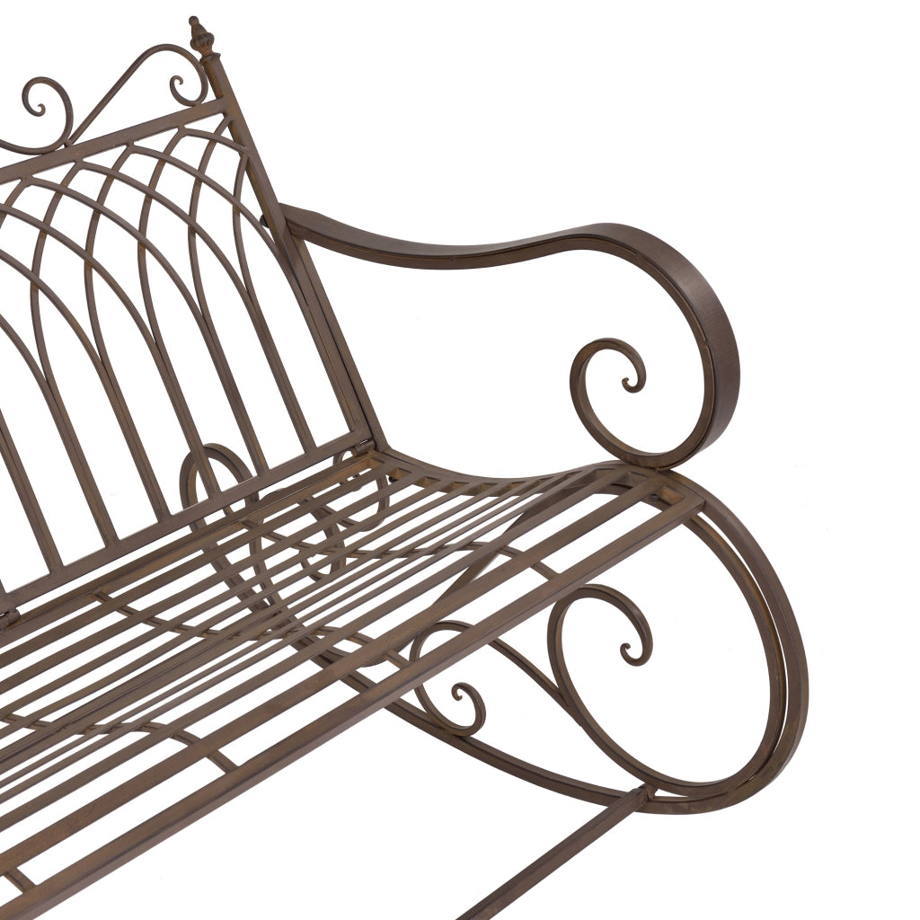 Panca a Dondolo Greenough da Giardino Vintage in Metallo 85 x 113 x 95 cm - Marrone [en.casa]