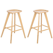 Set di 2 sgabelli da bar in legno di caucciù stile retrò cucina sala da pranzo marrone chiaro