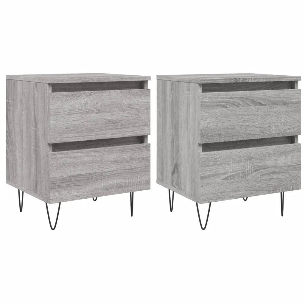 Comodini 2pz Grigio Sonoma 40x35x50 cm in Legno Multistrato