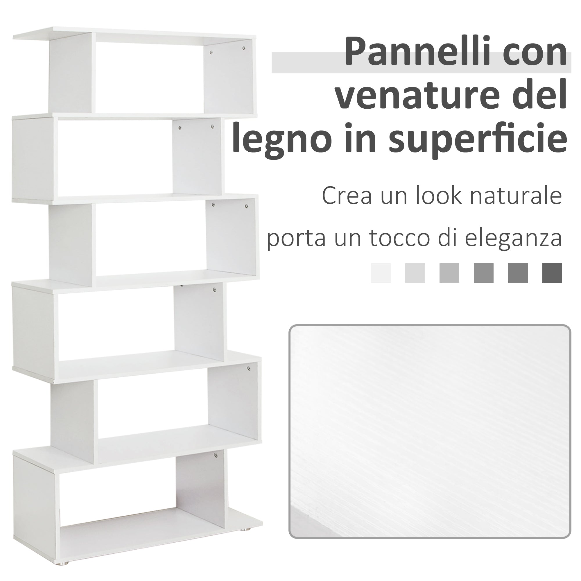 Libreria di Design Mobili Ufficio Scaffale in Legno 80x24x191 cm Bianco