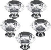 Maniglia a tirare per mobile in vetro cristallo a forma di diamante 40 mm, set da 5 pezzi.