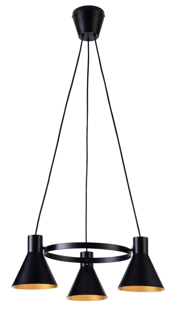 Lampadario Candellux More 33-71156 nero oro 3xE27 metallo