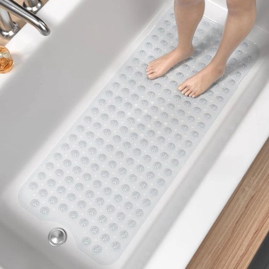 Matrice antiscivolo per bagno - 100 x 40 cm - matto bagno extra lungo - con fori di scarico e ganci - lavabile in macchina - antifungo - morbido per i piedi