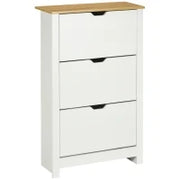 Mobile Scarpiera a 3 Scomparti, 18 Paia di Scarpe, 72 cm x 26 cm x 112 cm, Bianco e Marrone