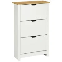 Mobile Scarpiera a 3 Scomparti, 18 Paia di Scarpe, 72 cm x 26 cm x 112 cm, Bianco e Marrone