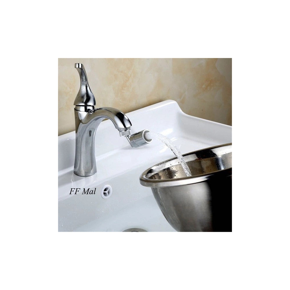 Trade Shop - Rubinetto Girevole 720° Filtro Aeratore Miscelatore Snodabile Acqua Cucina Bagno -