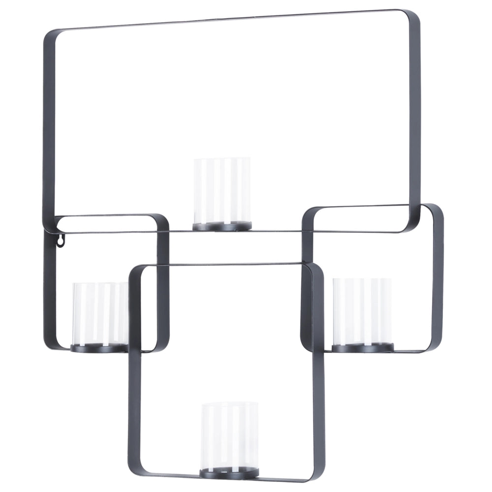 Candeliere in metallo nero 65 cm moderno portacandele da parete