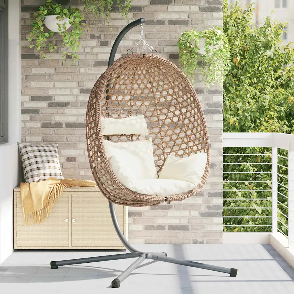 Sedia uovo sospesa Crema Chiara 104 x 100 x 191 cm polyrattan CFW3292029