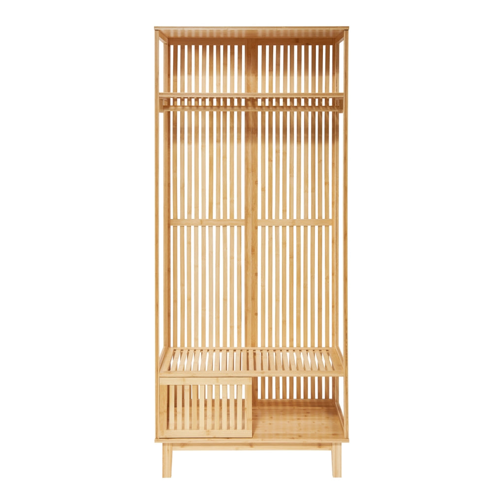 Stand Appendiabiti Ypäjä in Bambù con Ripiani e Barra Porta Abiti 187 x 80 x 47 cm [en.casa]