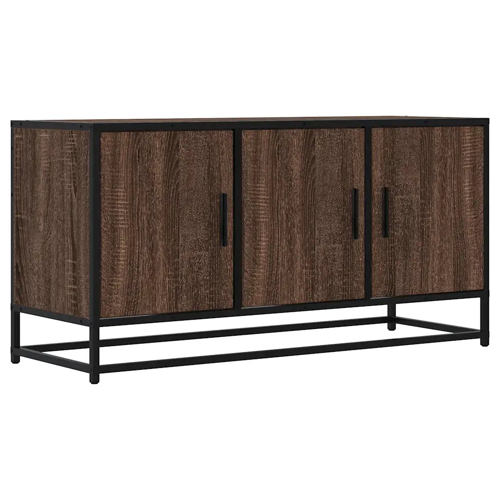 Mobile TV-Credenza per TV-Console TV Rovere Marrone 100x35x50 cm Legno Multistrato Metallo