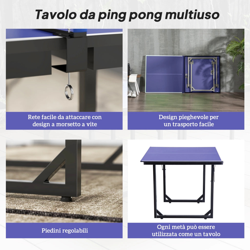 Tavolo da Ping Pong Pieghevole ¨C zephmum ¨C Blu e Viola 182x91 cm