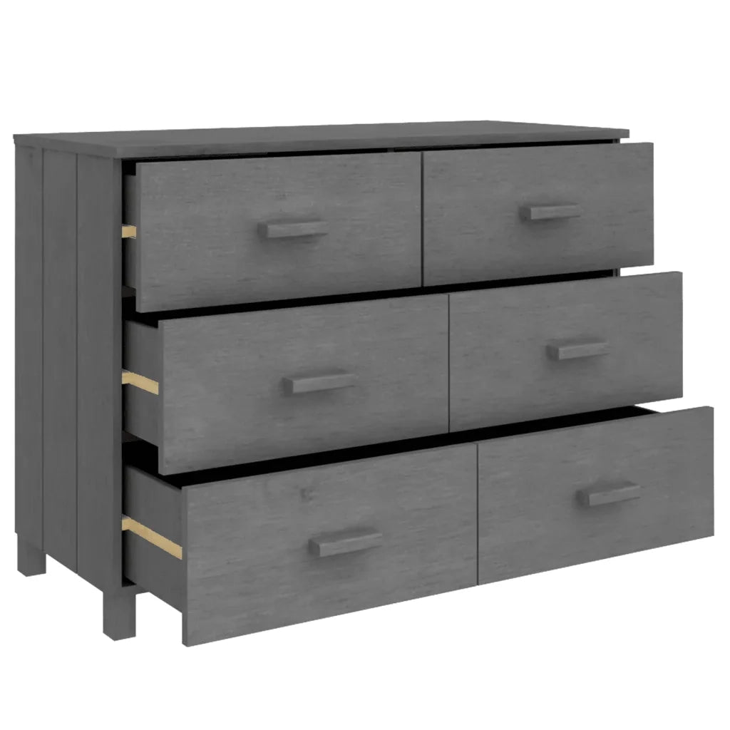 Credenza Grigio Scuro 113x40x80 cm in Legno Massello di Pino cod mxl 26297