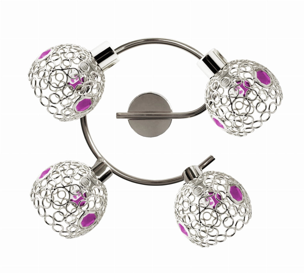 Plafoniera Candellux ARON cristallo viola cromata 4xG9 44cm