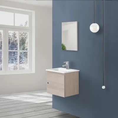 Mobile da bagno salvaspazio rovere chiaro 50x36,5 cm con anta