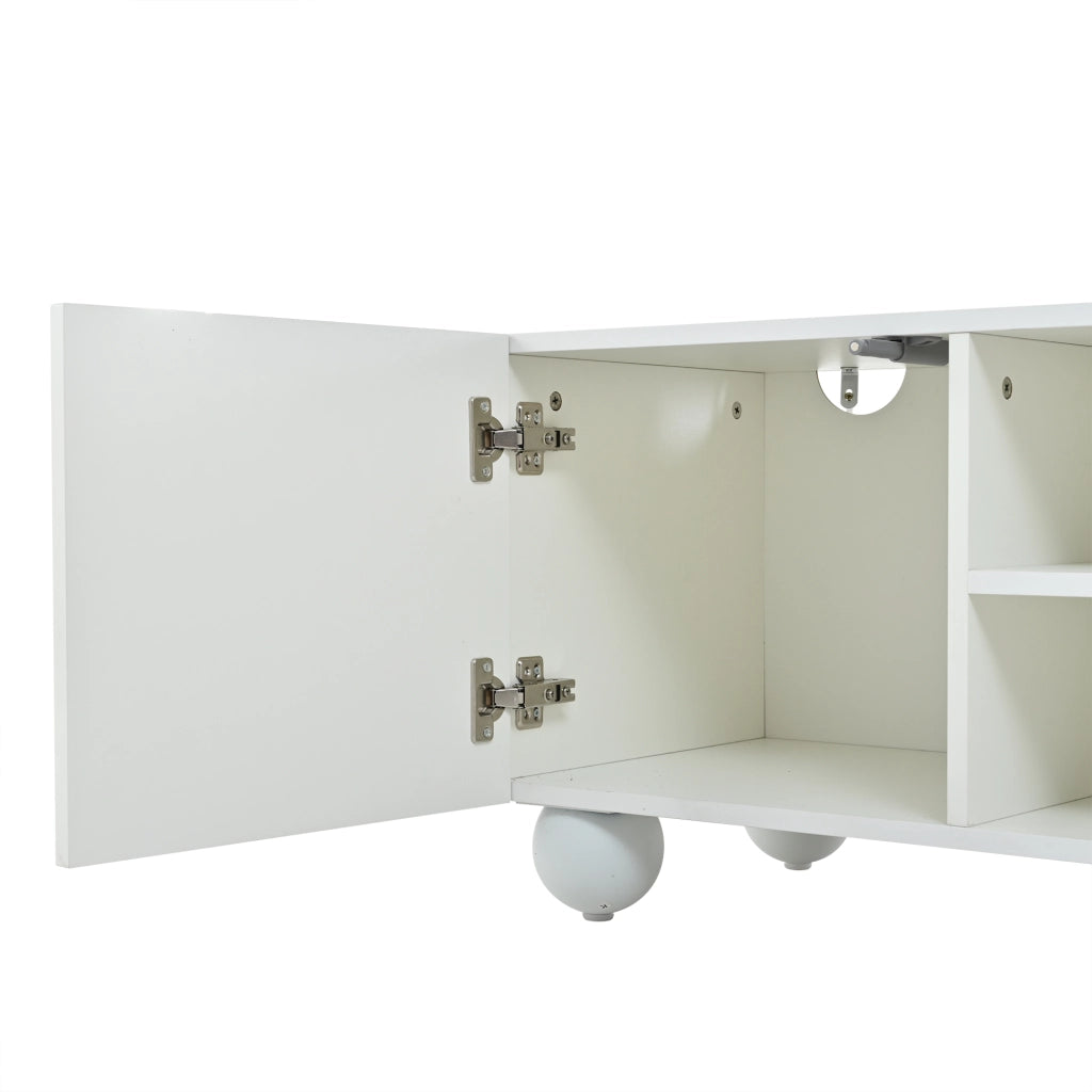 Mobile TV bianco da 200 cm con tre ante decorate