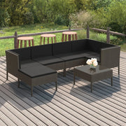 Set Divani da Giardino 7 pz con Cuscini in Polyrattan Grigio 3094410