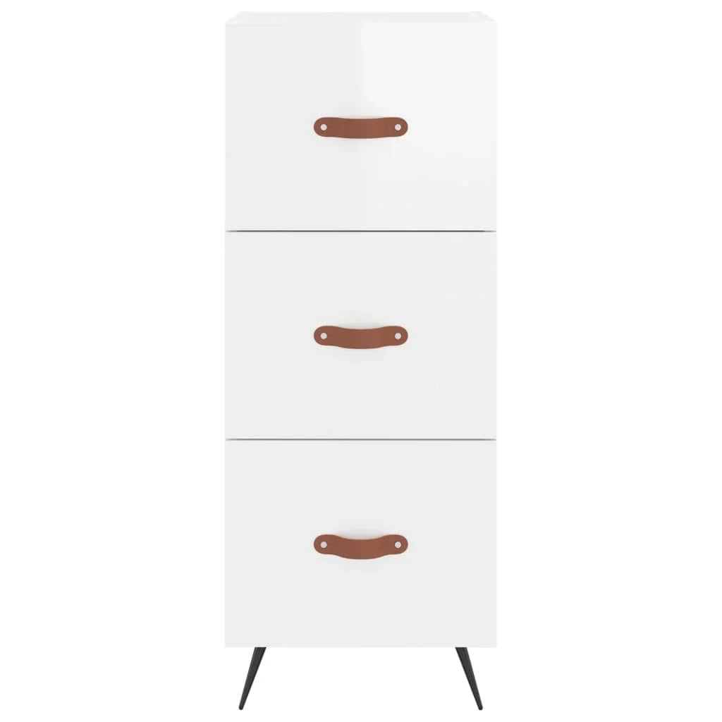 Buffet credenza cassettiera mobiletto mobile contenitore organizer cucina soggiorno lucido 34,5 x 34 x 180 cm legno ingegnerizzato bianco 02_0032797