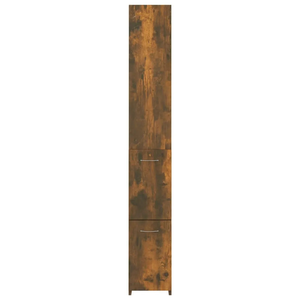 Armadietto Bagno | Armadio da bagno Rovere Fumo 25x26,5x170cm in Legno Multistrato