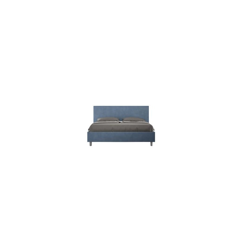 Letto imbottito Matrimoniale 160x210 cm Adele - Con rete,Microfibra,Blu