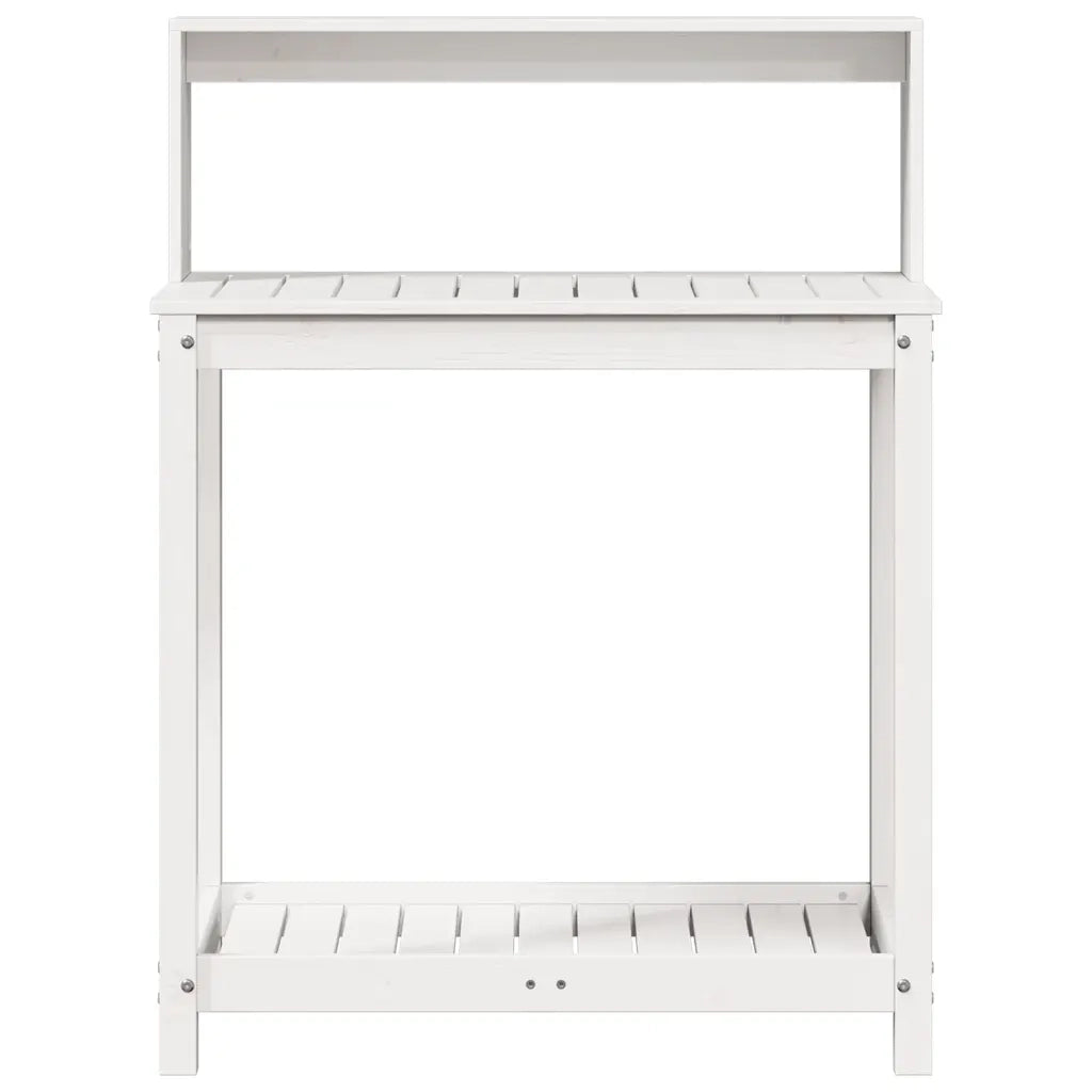 Tavolo Invaso con Ripiani-Tavolo da Lavoro con Ripiani Bianco 82,5x50x109,5 cm Massello Pino 807705