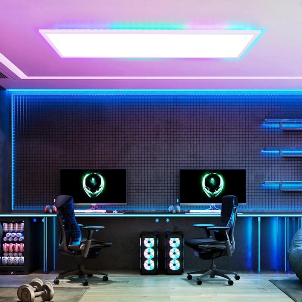 ZMH Lampada da soffitto plafoniera LED dimmerabile pannello lungo RGB per soggiorno officina corridoio