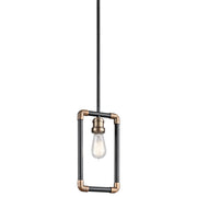 Lampada a sospensione industriale nera ottone Imahn Kichler