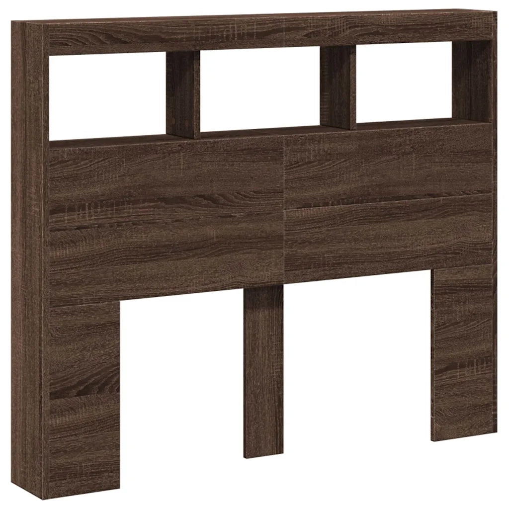 Testiera | Testata con Contenitore a LED Rovere Marrone 120x17x102 cm