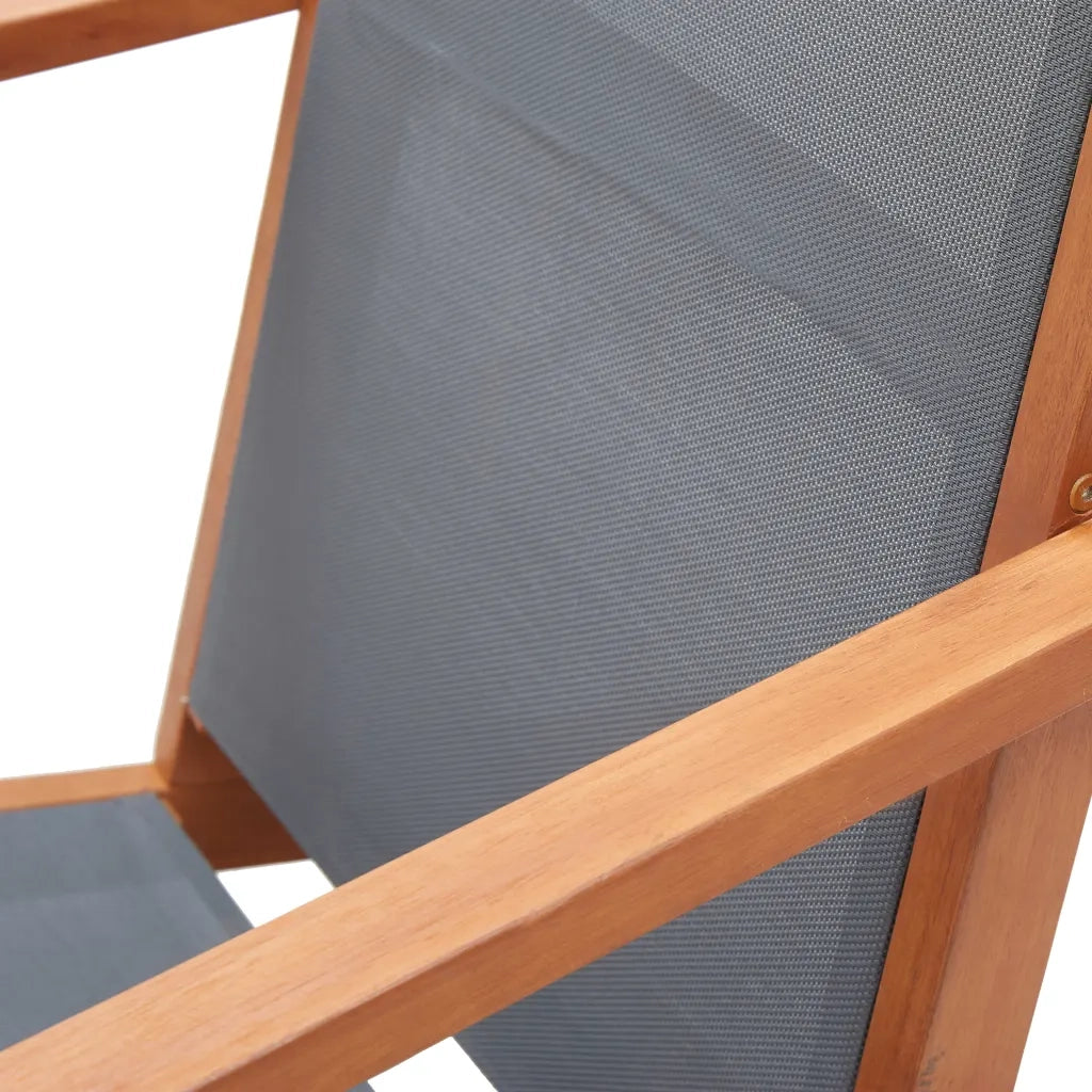 Sedia da Giardino Grigia Legno Massello Eucalipto e Textilene 48695