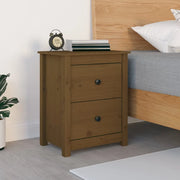 Comodino Marrone Ambra 50x35x61,5 cm in Legno Massello di Pino 813685