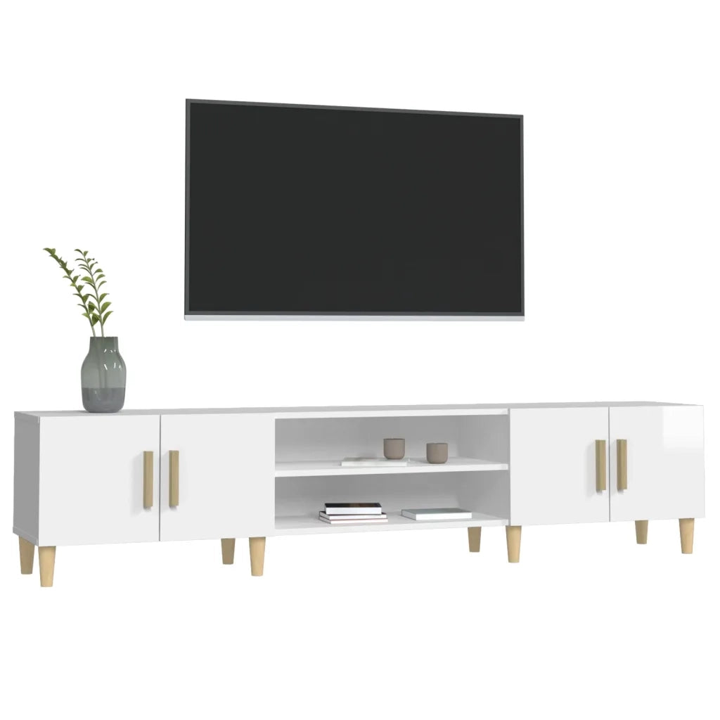Mobile Porta TV Bianco Lucido 180x31,5x40 cm Legno Multistrato 816258