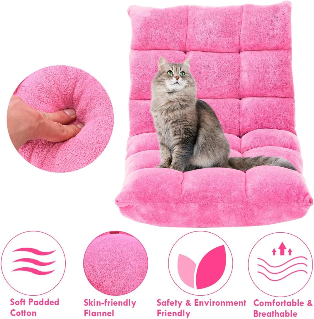 Sedia da pavimento, sedia imbottita pieghevole, cuscino da pavimento regolabile a 14 livelli con schienale, poltrona da meditazione morbida (marrone)