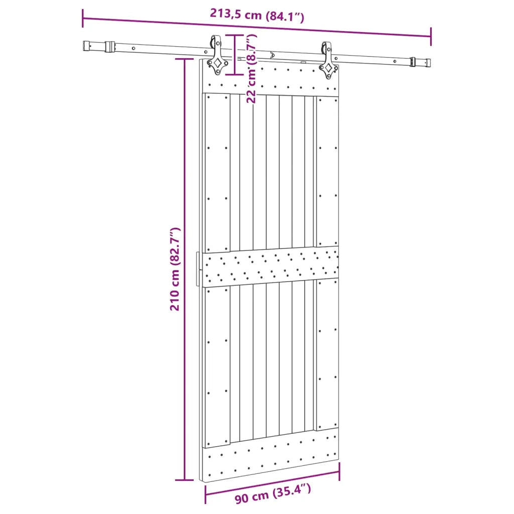 Porta scorrevole NARVIK Naturale e Nero 90 x 210 cm (213,5 cm) 3445332