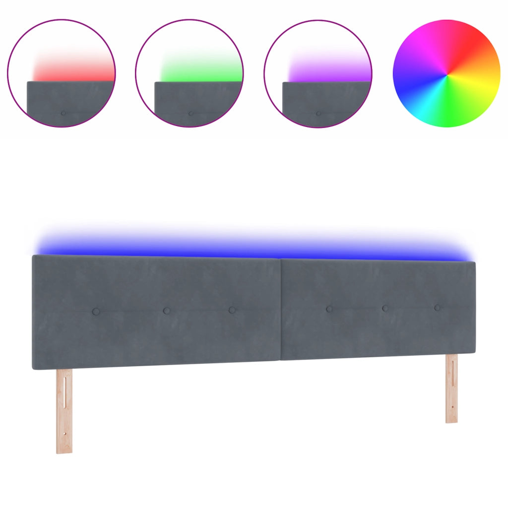 Testiera LED  Con bottoni Grigio scuro 100 cm Velluto