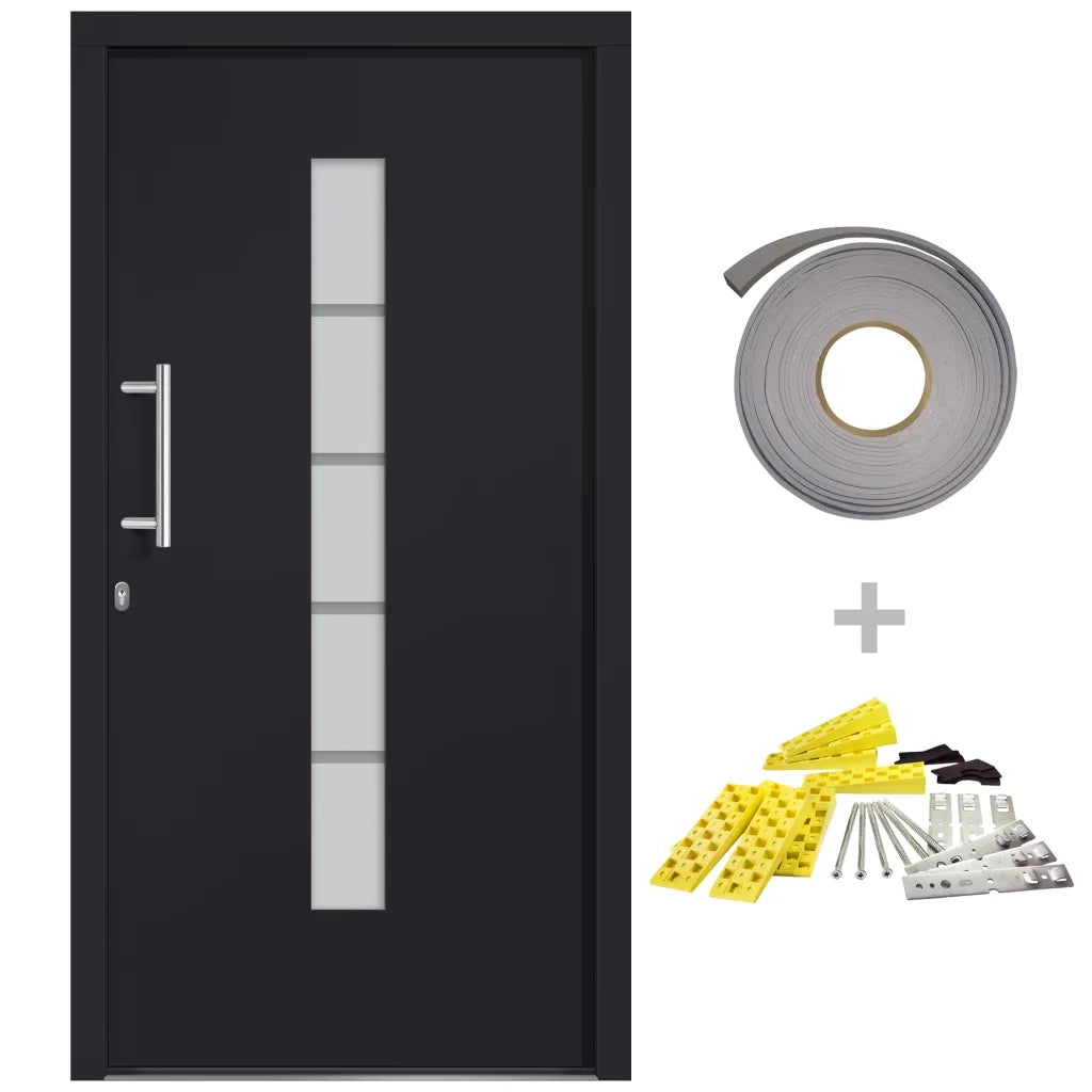 Porta d'Ingresso in Alluminio e PVC Antracite 100x200 cmcod mxl 96418