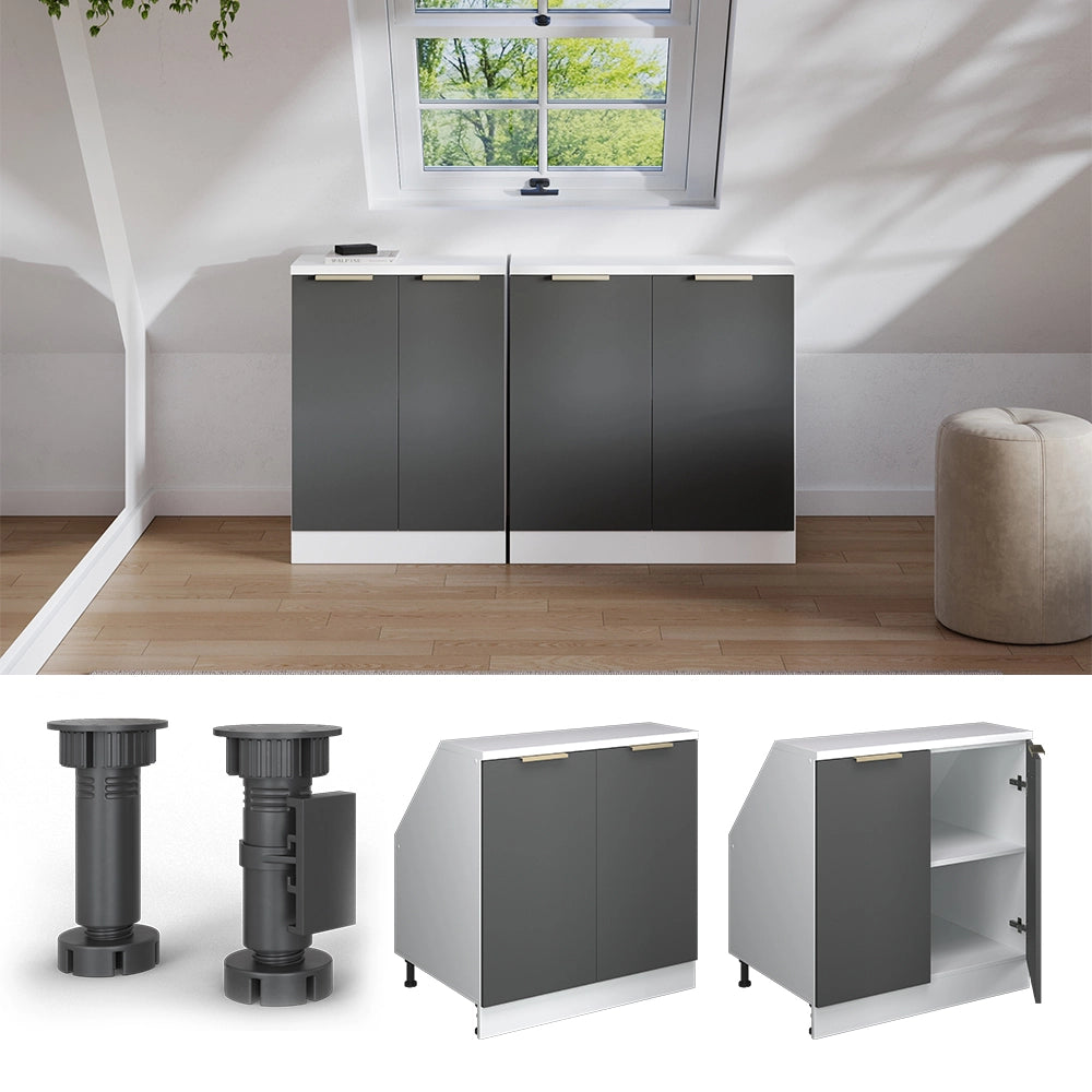 Mobile sottotetto Rion Antracite-oro/Bianco 80 x 83.8 cm con 2 porte, carcassa 60 cm profondità Vicco