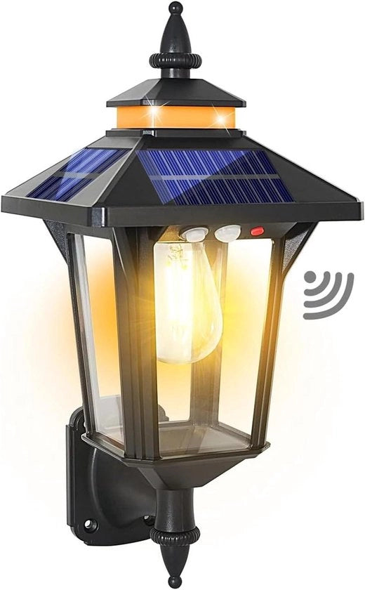 Lampada solare con sensore e 3 modalità di illuminazione IP65 impermeabile esterno per giardino terrazza cancello - Stile vintage