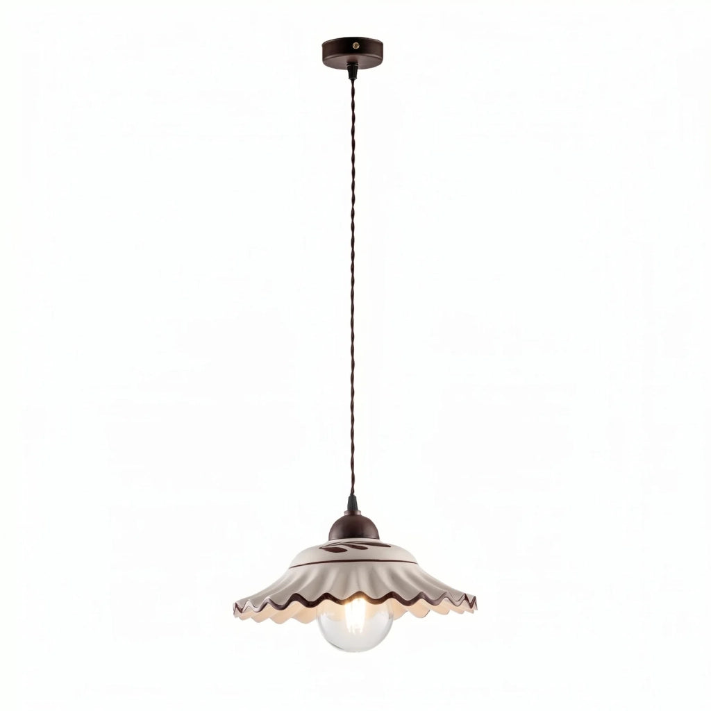 Lampadario Rustico Palma 1 Luce Bianco LuceArt Classic