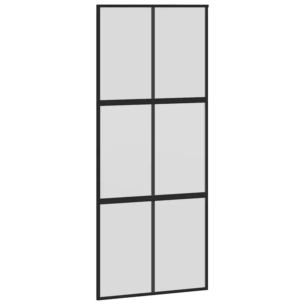 Porta Scorrevole Set Ferramenta Nera 90x205 cm Vetro Temperato 3375961