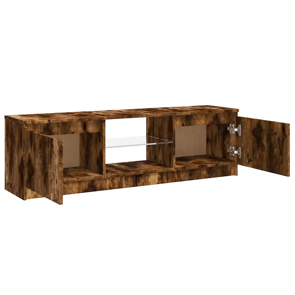Mobile Porta TV con Luci LED Rovere Fumo 120x30x36 cm 815708
