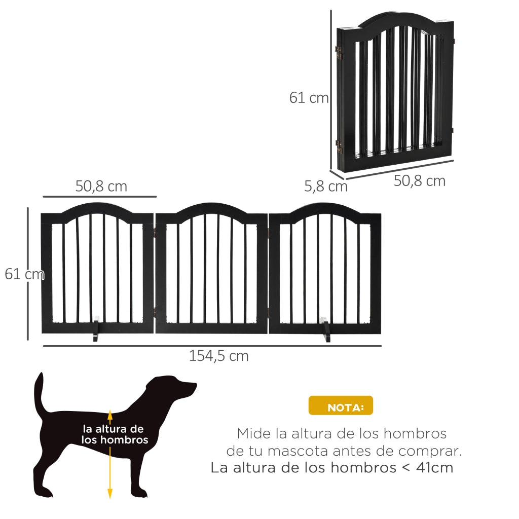 Barriera di Sicurezza per Cani Pieghevole 3 Pannelli ¨C Zephmum ¨C 154.5x29.5x61 cm Nero
