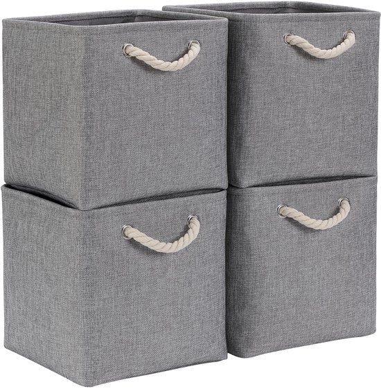 Cassa di Stoccaggio Opaca 33x33 cm - 4 Pezzi - Sostenibile - Spazievitore - Design Elegante - Scatola di Stoccaggio