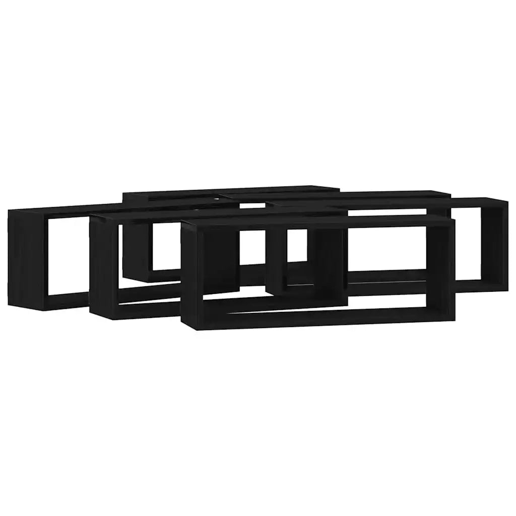 6 pz Scaffali da Parete | Mensola sospesa Rovere Nero 60 x 15 x 23 cm
