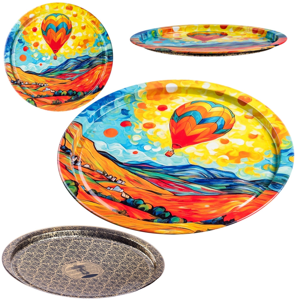 Vassoio decorativo da portata KADAX, rotondo, grande, con motivo a palloncino, in metallo, 32,5 cm