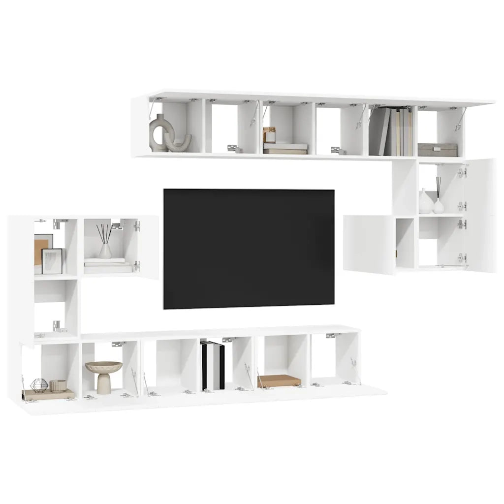 Set Mobili Porta TV 10 pz Bianco in Legno Multistrato 3078724