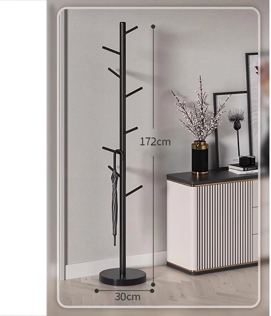 Appendiabiti, Appendiabiti in Metallo indipendenti, Appendiabiti a Forma di Albero con 8 Ganci e Base in Marmo Naturale Stabile, per Borsa, Cappello, Sciarpa, Giacca (A)